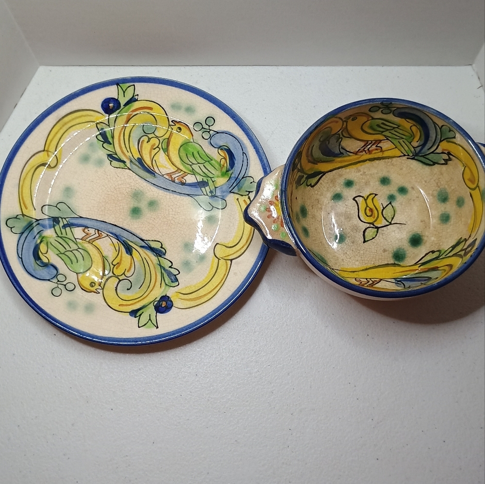 Japanese Hand Painted Bowl And Plate Set
